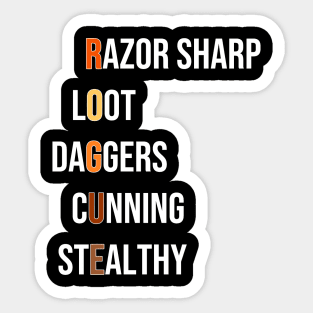 Rogue Assassin Class RPG Roleplaying Dungeon Pnp Meme Gift Sticker